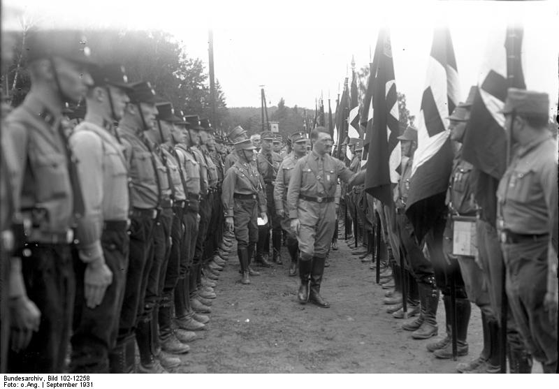 Adolf Hitler reviews SA troops in Gera's Gauparteitag